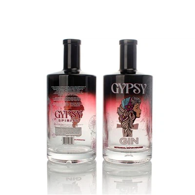 Customized Logo Round Gin Glass Bottle